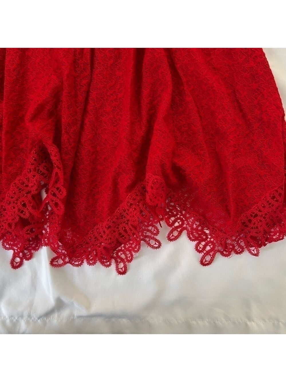 Free People Red Lace Sheer Mini Dress. Size M - Picture 5 of 7